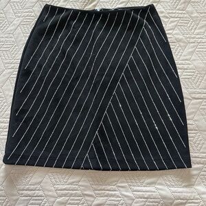 AKIRA Black Mini Skirt with Silver Pinstripes
